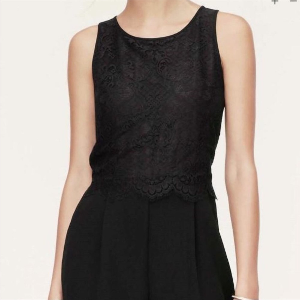 LOFT Black Lace Sleeveless Jumpsuit